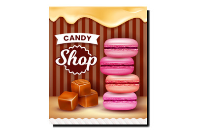 Candy Shop Delicious Dessert Promo Poster Vector