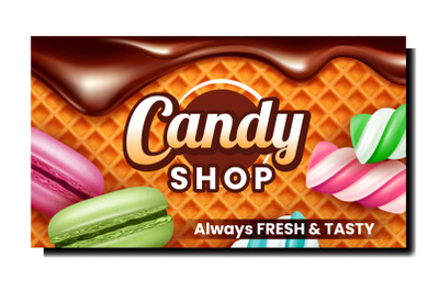 Dessert Candy Shop Creative Promo Banner Vector