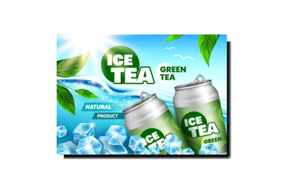 Green Tea Drink Creative Promotional Banner Vector