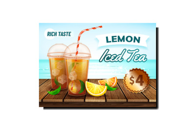 Lemon Iced Tea Creative Promotional Poster Vector