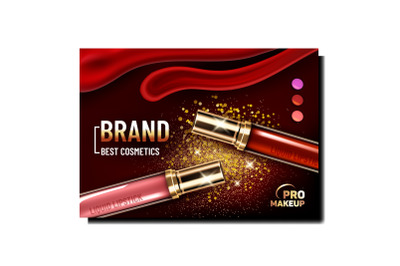 Liquid Lipstick Bottles Advertise Banner Vector