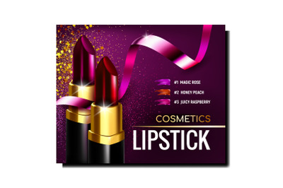 Lipstick Cosmetics Advertising Banner Vector