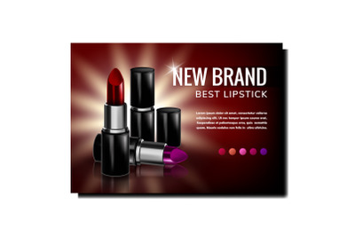 Lipstick Cosmetology Product Promo Banner Vector