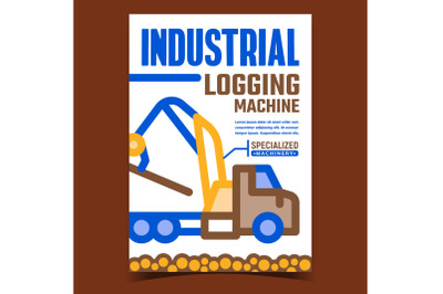 Industrial Logging Machine Promo Poster Vector