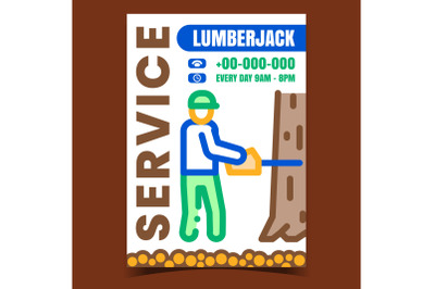 Lumberjack Service Creative Promo Poster Vector