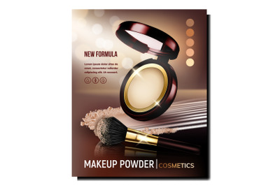 Makeup Powder Beauty Cosmetics Promo Banner Vector