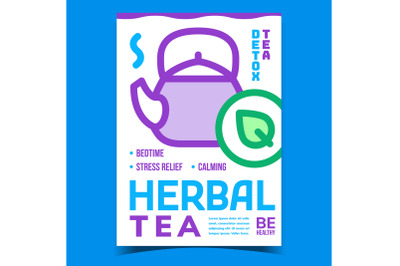 Herbal Tea Drink Creative Promo Banner Vector