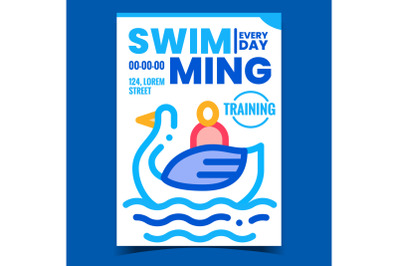 Swimming Waterpool Creative Promo Poster Vector