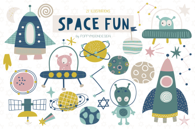 Space Fun clipart set