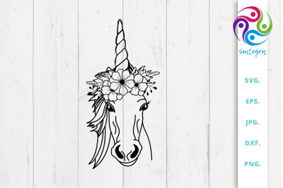 Floral Unicorn Svg File