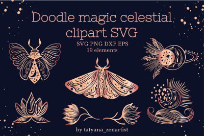 Doodle magic celestial clipart SVG