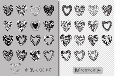Hearts with an abstract pattern