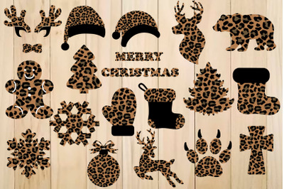 Christmas Leopard Plaid Designs SVG, Cheetah Plaid Clipart