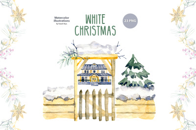 Watercolor White Christmas