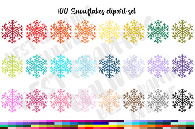 100 Snowflakes clipart graphics set&2C; Christmas clipart