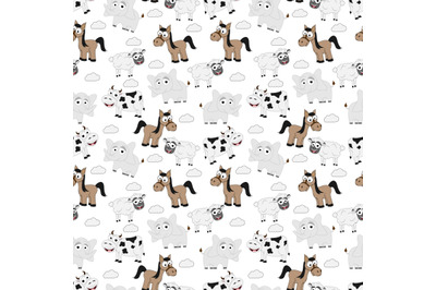 pattern design with cute animal cartoon ornament