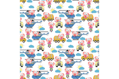 pattern design with cute animal cartoon ornament