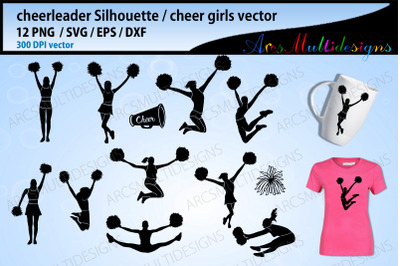 cheerleader with pom poms svg