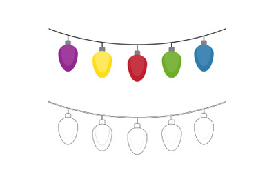 Christmas Lights Fill Outline Icon