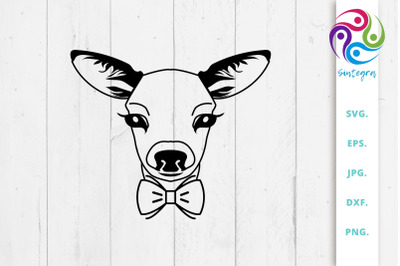 Cute Deer With Bowtie Svg File