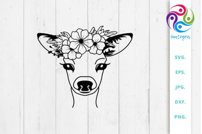 Floral Deer Svg File