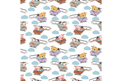 pattern design with cute animal cartoon ornament