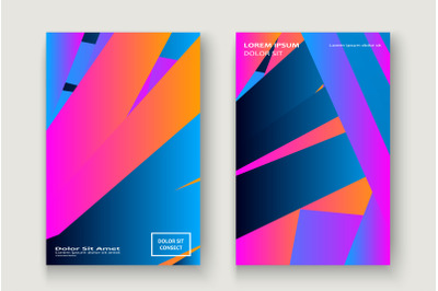 Minimal cover set design vector illustration. Neon blurred pink blue g