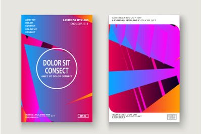 Minimal cover set design vector illustration. Neon blurred pink blue g