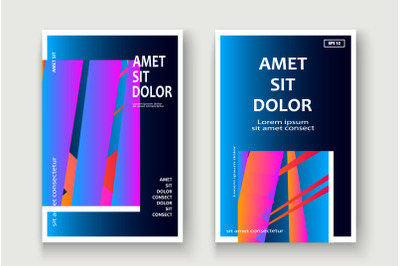 Minimal cover set design vector illustration. Neon blurred blue gradie