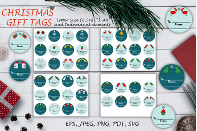 Christmas Gift Tags SVG files. 44 Blue Printable Gift Tag.