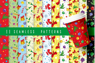 11 seamless patterns - Christmas set