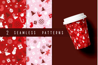 2 seamless patterns - Christmas set