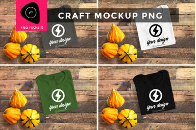 Folded Tee with Fall Gourds | PNG Mock Up