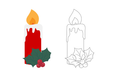 Christmas Red Candle Fill Outline Icon