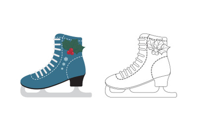 Christmas Ice Skate Shoes Fill Outline Icon