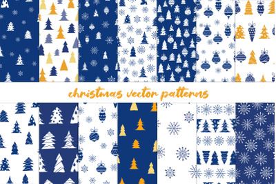Patterns with Christmas trees snowflakes and Christmas decor