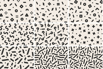 Trendy seamless monochrome patterns