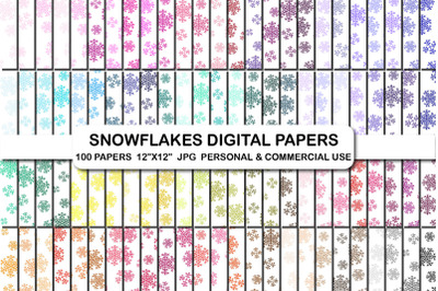 Christmas snowflakes digital paper pack, Christmas background paper