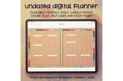 Digital Planner GoodNotes, Undated Digital Planner, Notability Xodo