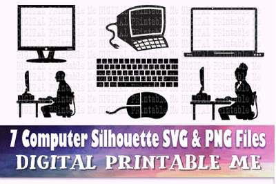 Computer svg, Laptop silhouette bundle, PNG, clip art, 7 Digital, pc,