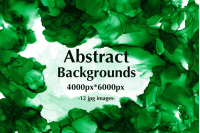 12 Green Alcohol Ink Backgrounds.