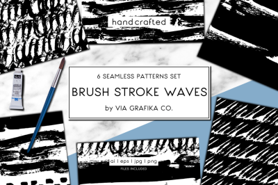 Brush Stroke Waves Seamless Patterns