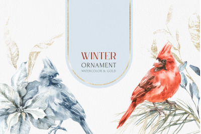 Winter Ornament Watercolor &amp;amp;amp; Gold