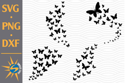 Butterflies Flying SVG&2C; PNG&2C; DXF Digital Files Include