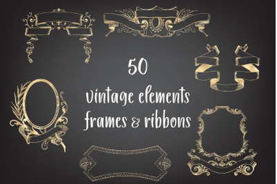 Vintage Decorative Frames and Ribbons