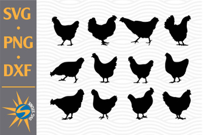 Chicken Silhouette SVG&2C; PNG&2C; DXF Digital Files Include