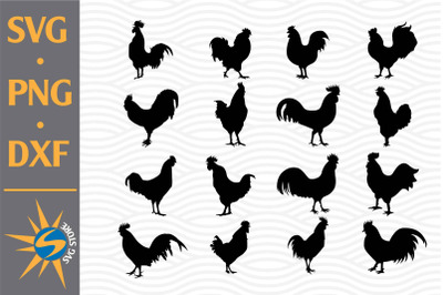 Rooster Silhouette SVG&2C; PNG&2C; DXF Digital Files Include