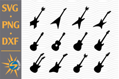 Guitar Silhouette SVG&2C; PNG&2C; DXF Digital Files Include