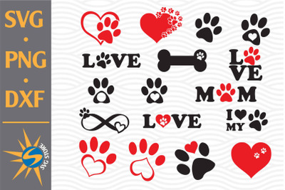 Paw&2C; Love Paw SVG&2C; PNG&2C; DXF Digital Files Include