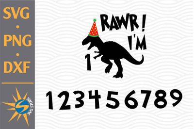 RAWR Birthday SVG, PNG, DXF Digital Files Include